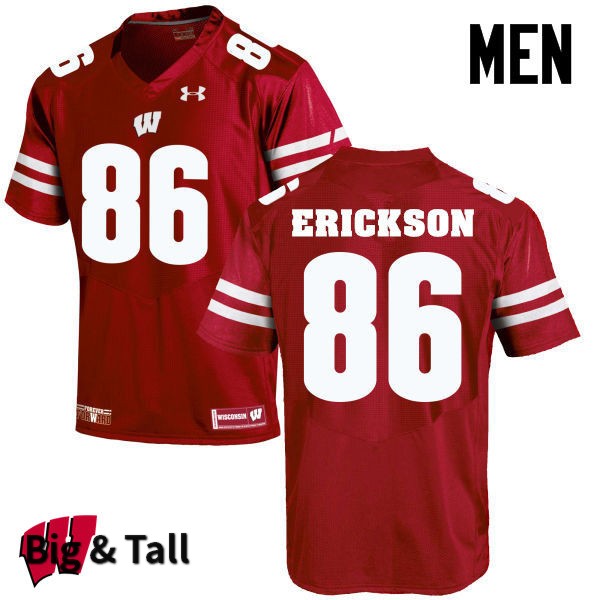 Wisconsin Badgers Men's #86 Alex Erickson NCAA Under Armour Authentic Red Big & Tall College Stitched Football Jersey DZ40Y05WI